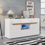Voir la diapositive 4 : MERAX Buffet 2 porte(s) 4 tiroir(s) - 140 cm blanc led panneau de particules