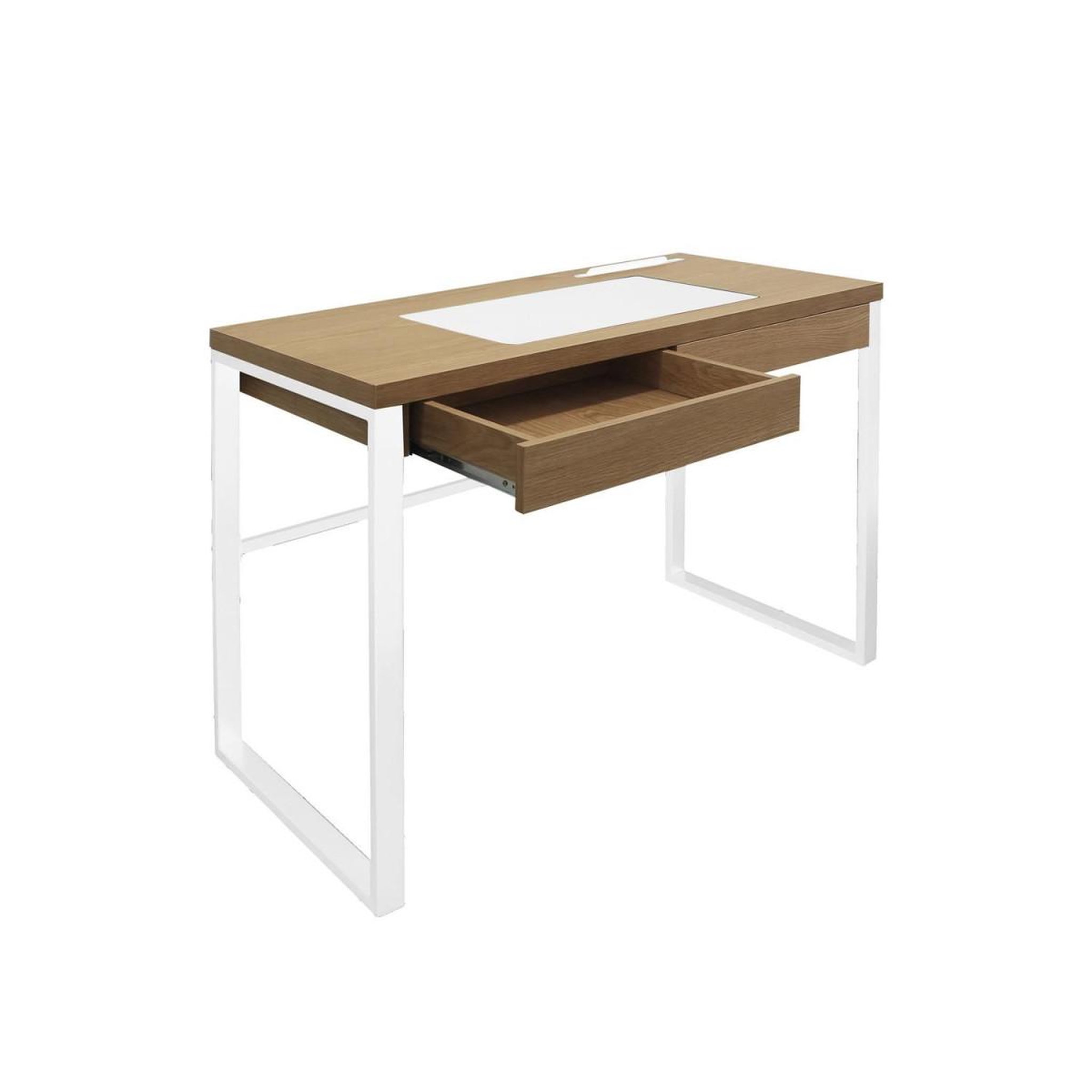Voir la diapositive 3 : The Home Deco Factory Bureau design 1 tiroir  porqa  100cm naturel & blanc
