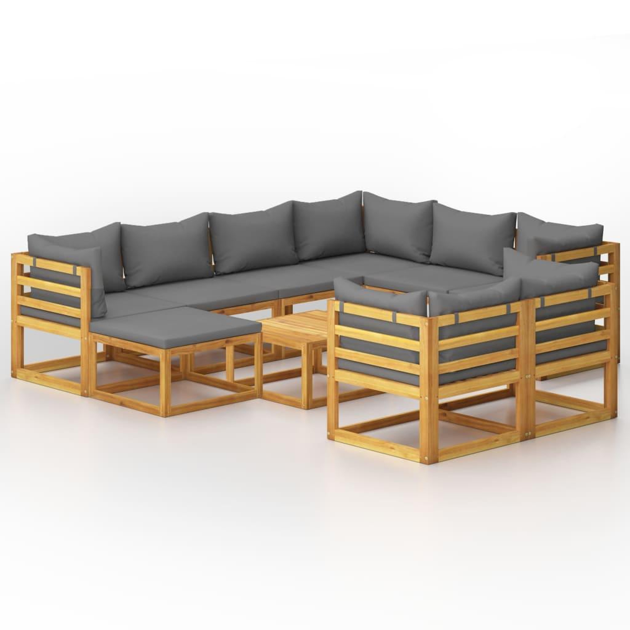 Voir la diapositive 2 : VIDAXL Salon de jardin 10 pcs avec coussin Bois d'acacia solide