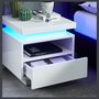 Voir la diapositive 4 : Table de chevet à LED laqué blanc brillant 1 tiroir et 1 niche 40cm ODYSSEE