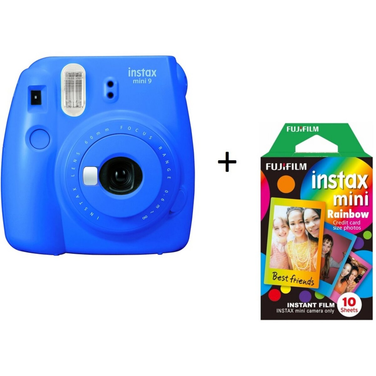 FUJIFILM Appareil Photo Instantané INSTAX MINI 9 Bleu cobalt + 10 Films INSTAX MINI