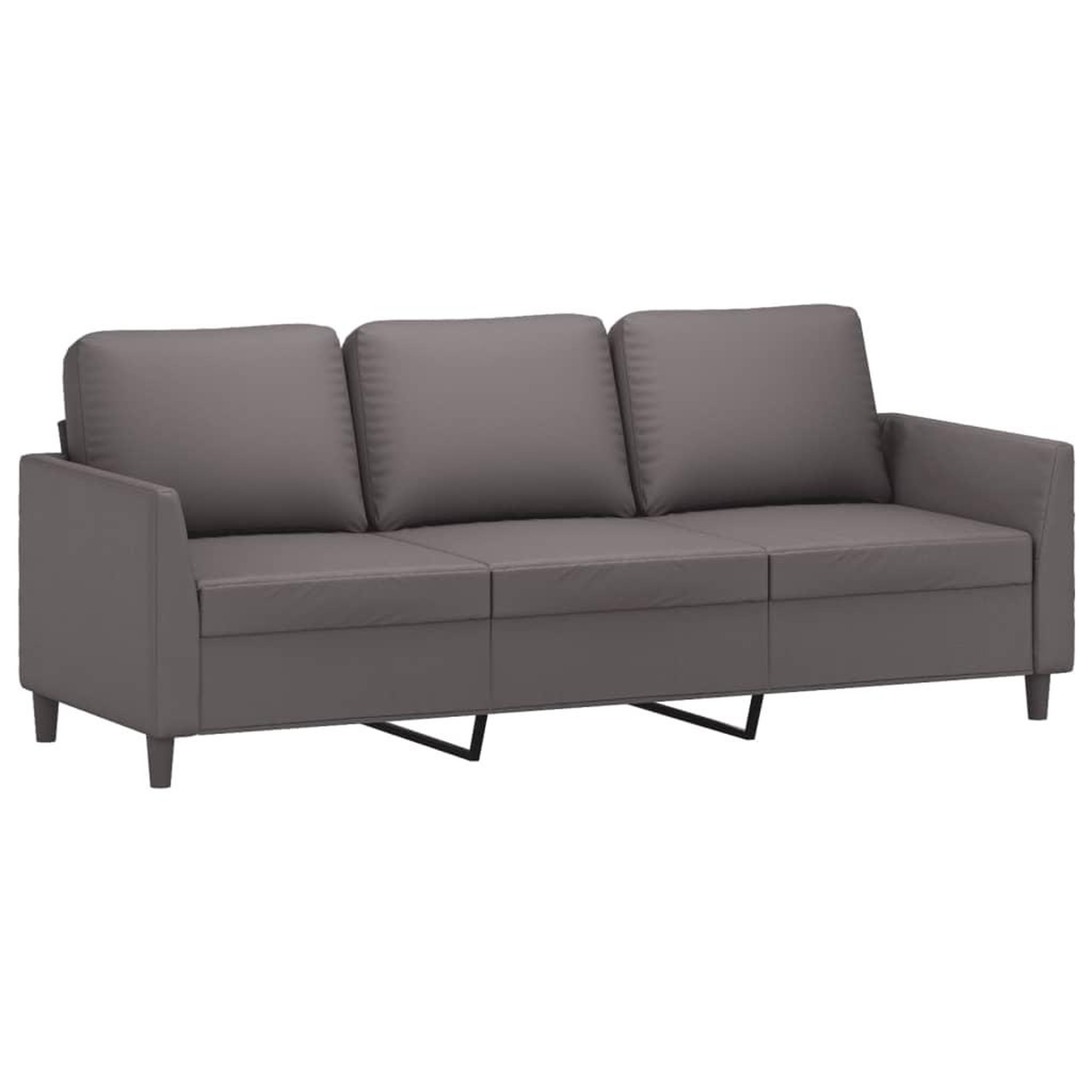 Voir la diapositive 4 : VIDAXL Ensemble de canapes 3 pcs avec coussins Gris Similicuir