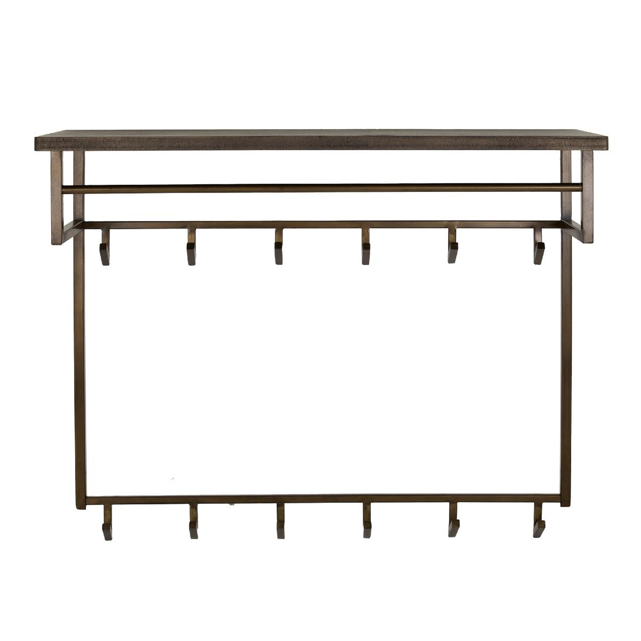 JLC KREATION Portemanteau industriel en métal bronzo haut 12 crochets étagère