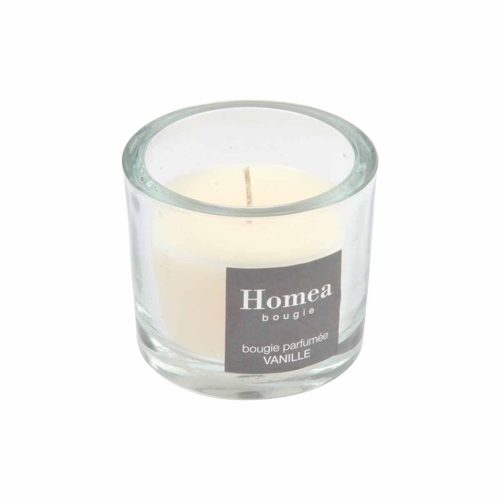 Voir la diapositive 2 : HOMEA Bougie Verrine Parfumée  Essentiel  9cm Vanille