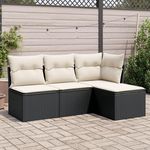 VIDAXL Salon de jardin 4 pcs avec coussins noir resine tressee