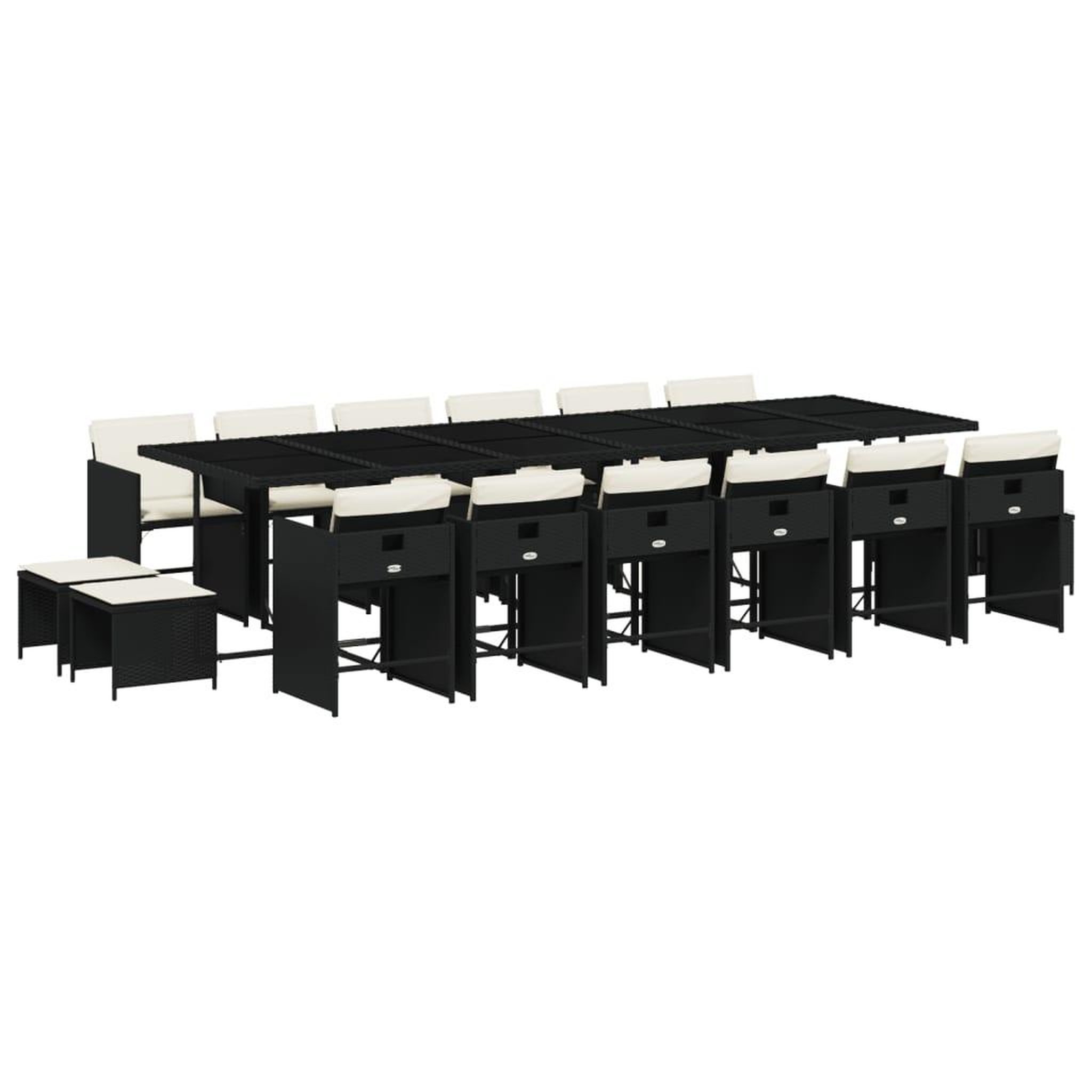 Voir la diapositive 2 : VIDAXL Ensemble a manger de jardin 17 pcs coussins noir resine tressee