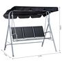 Voir la diapositive 4 : OUTSUNNY Balancelle de jardin 3 places grand confort toit imperméabilisé inclinaison réglable assise et dossier ergonomique acier textilène noir