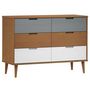 Voir la diapositive 2 : VIDAXL Commode MOLDE Marron 113x40x80 cm Bois de pin massif