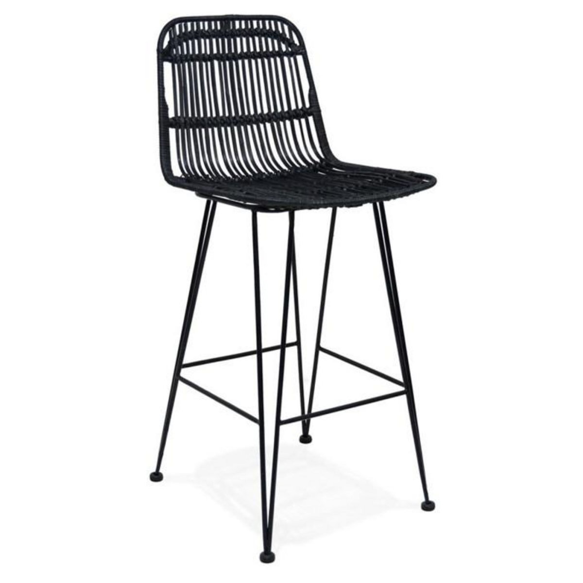 Paris Prix Tabouret de Bar Design en Rotin  Baloin  94cm Noir