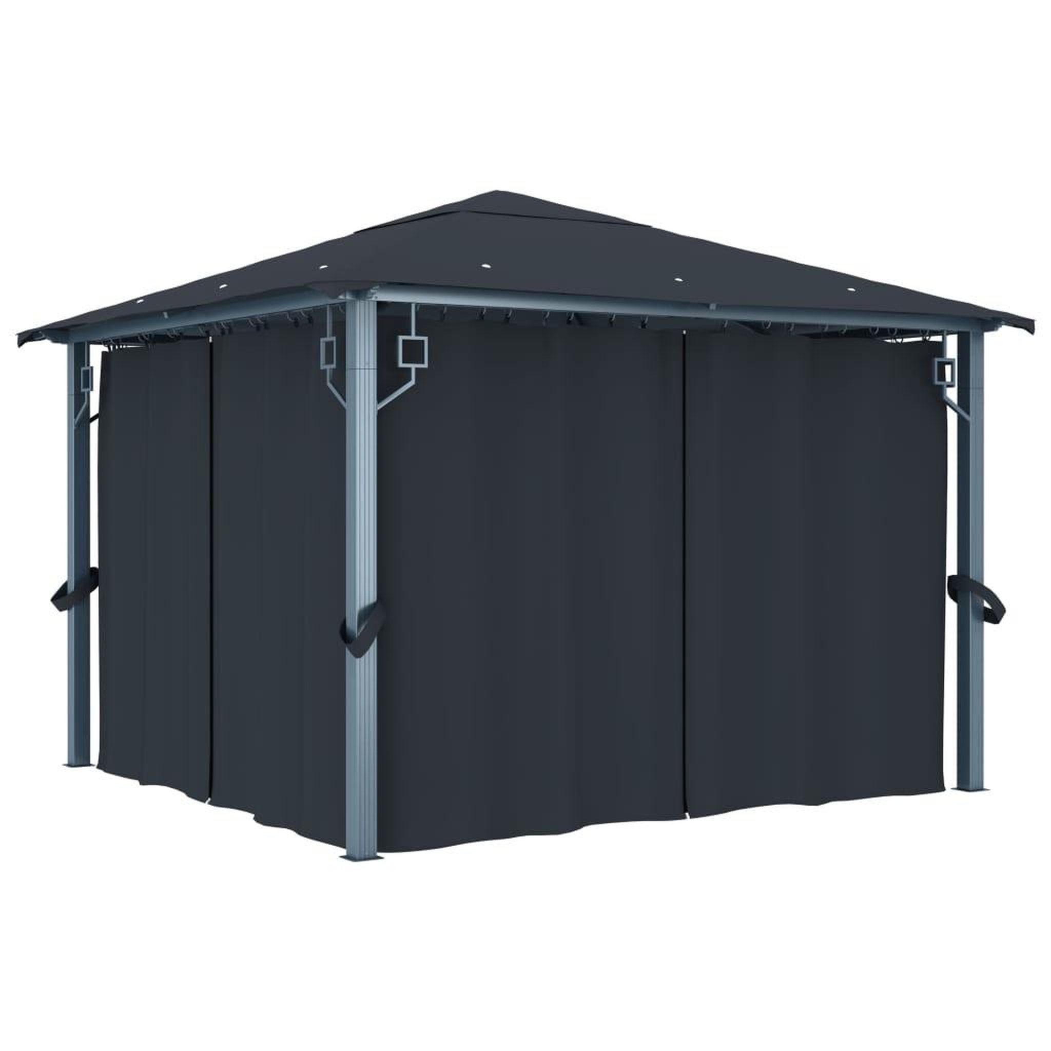 Voir la diapositive 1 : VIDAXL Tonnelle avec rideau 300x300 cm Anthracite Aluminium
