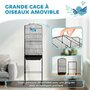 Voir la diapositive 6 : PAWHUT Cage à oiseaux sur pied volière mobile toit ouvrant 3 perchoirs étagère 46 x 36 x 157 cm