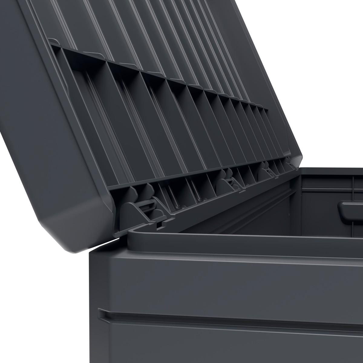 ART PLAST Coffre de rangement extérieur 350L - Coffre de Jardin Gris 118.5x52x57cm - Poignées de transport - Résistant à l'eau ArtPlast