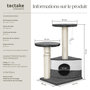 Voir la diapositive 6 : tectake Arbre à chat 71 cm avec griffoir et plateforme d'escalade gris/blanc