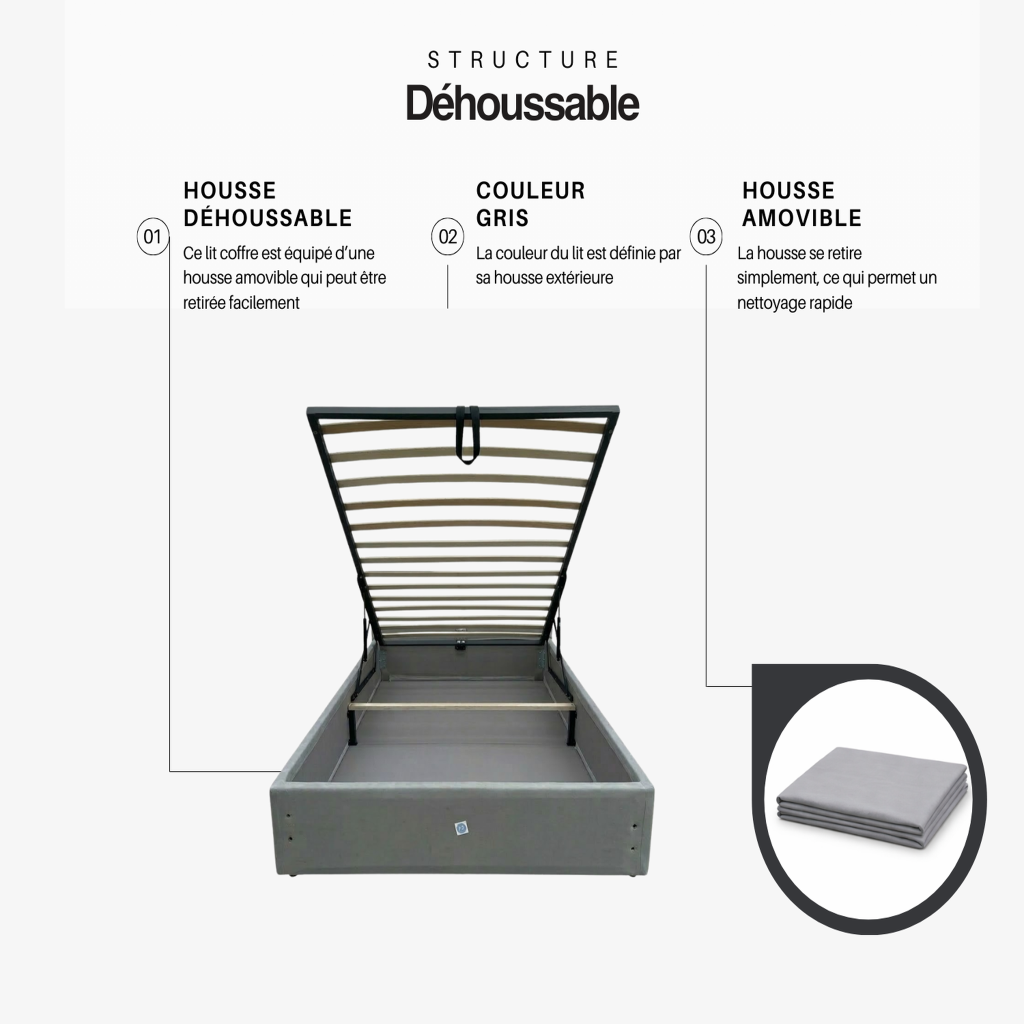 Voir la diapositive 5 : LITERIE JULIEN Ensemble Lit Coffre et Matelas  Latex Soutien Ferme