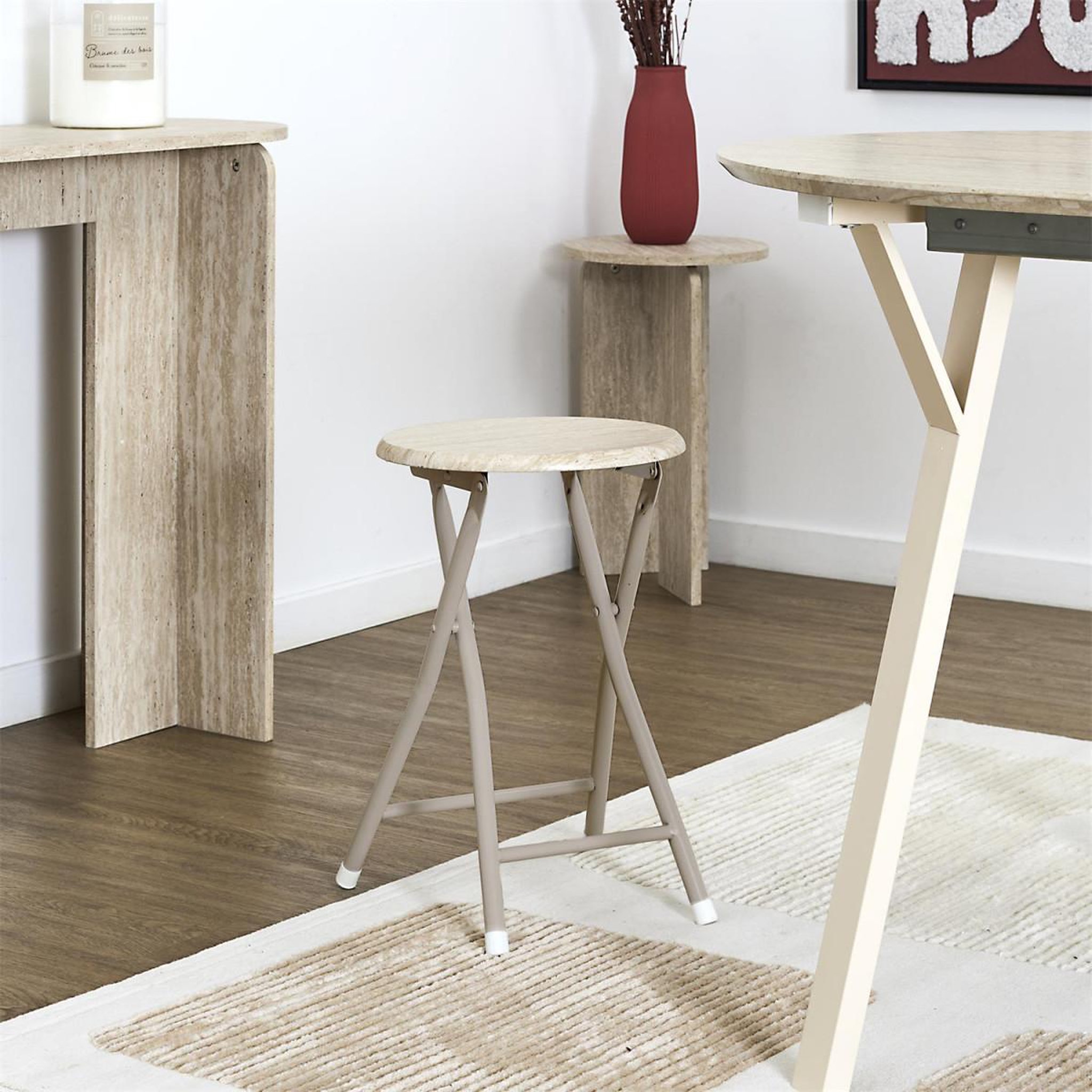 Voir la diapositive 5 : The Home Deco Factory Tabouret pliant  terra nova  45cm beige