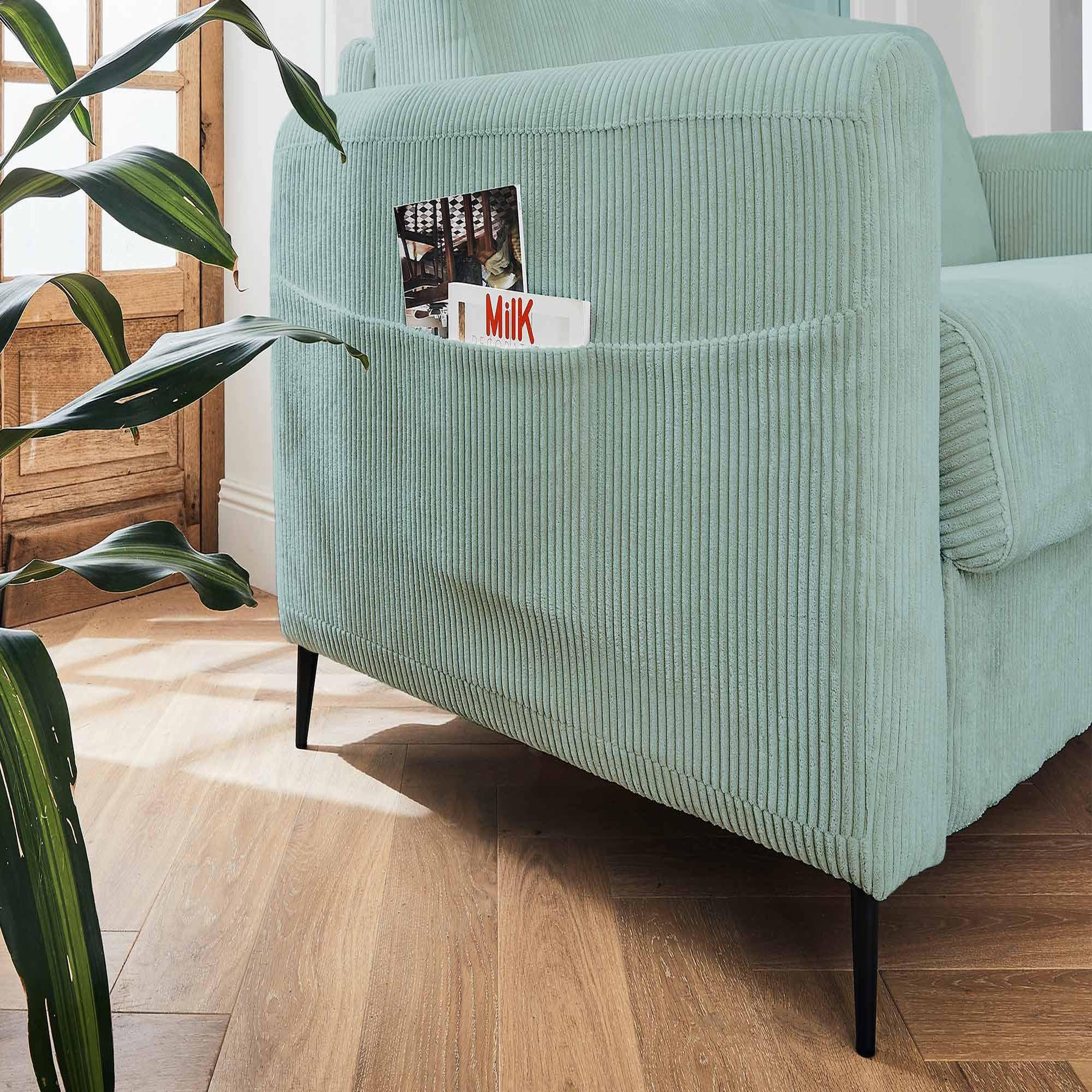 Voir la diapositive 6 : LISA DESIGN Owen - canapé 3 places convertible express couchage quotidien 140 cm matelas 12 cm en velours côtelé