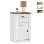 IDIMEX Table de chevet BOLTON avec 1 tiroir et 1 porte, en pin massif. Coloris disponibles : Blanc