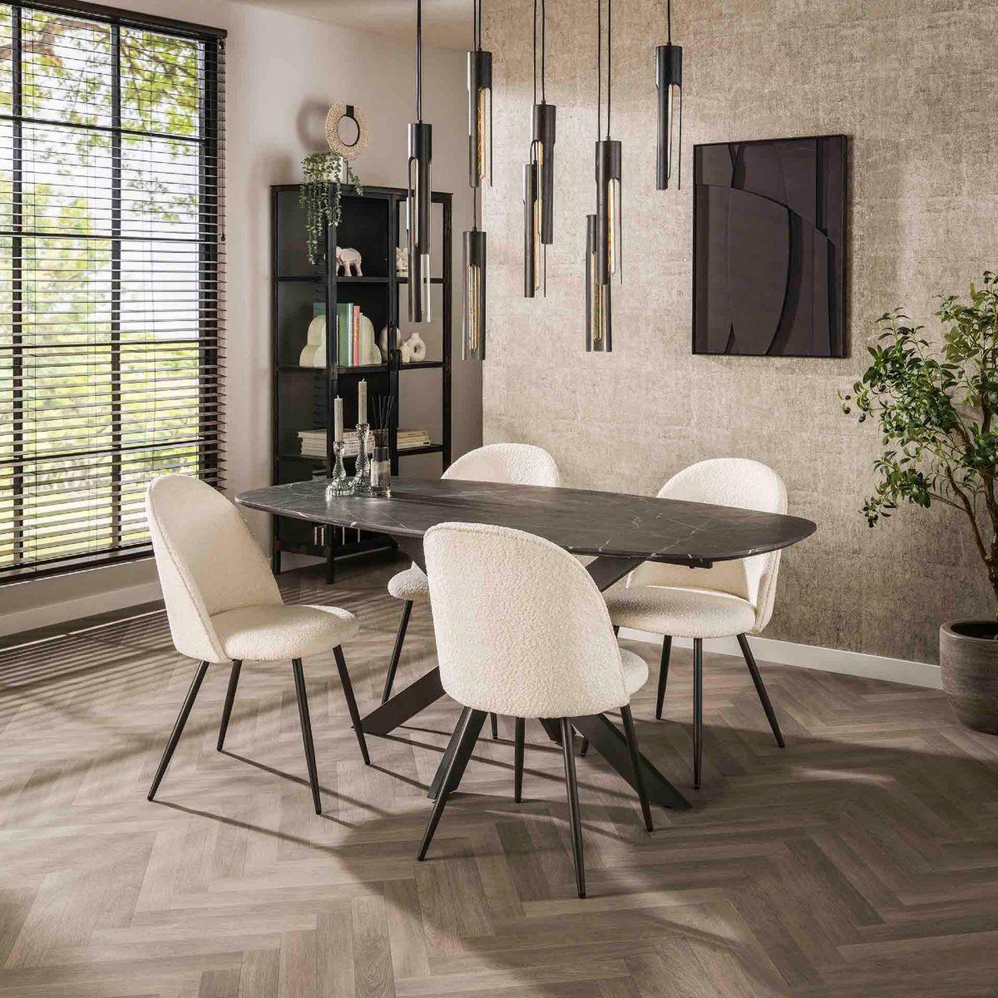 Voir la diapositive 2 : JLC KREATION Table à manger ovale en bois aspect céramique 180cm maeva 2