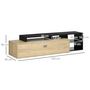 Voir la diapositive 3 : HOMCOM Meuble TV réversible design contemporain porte abattante 2 compartiments 4 niches MDF aspect chêne clair noir