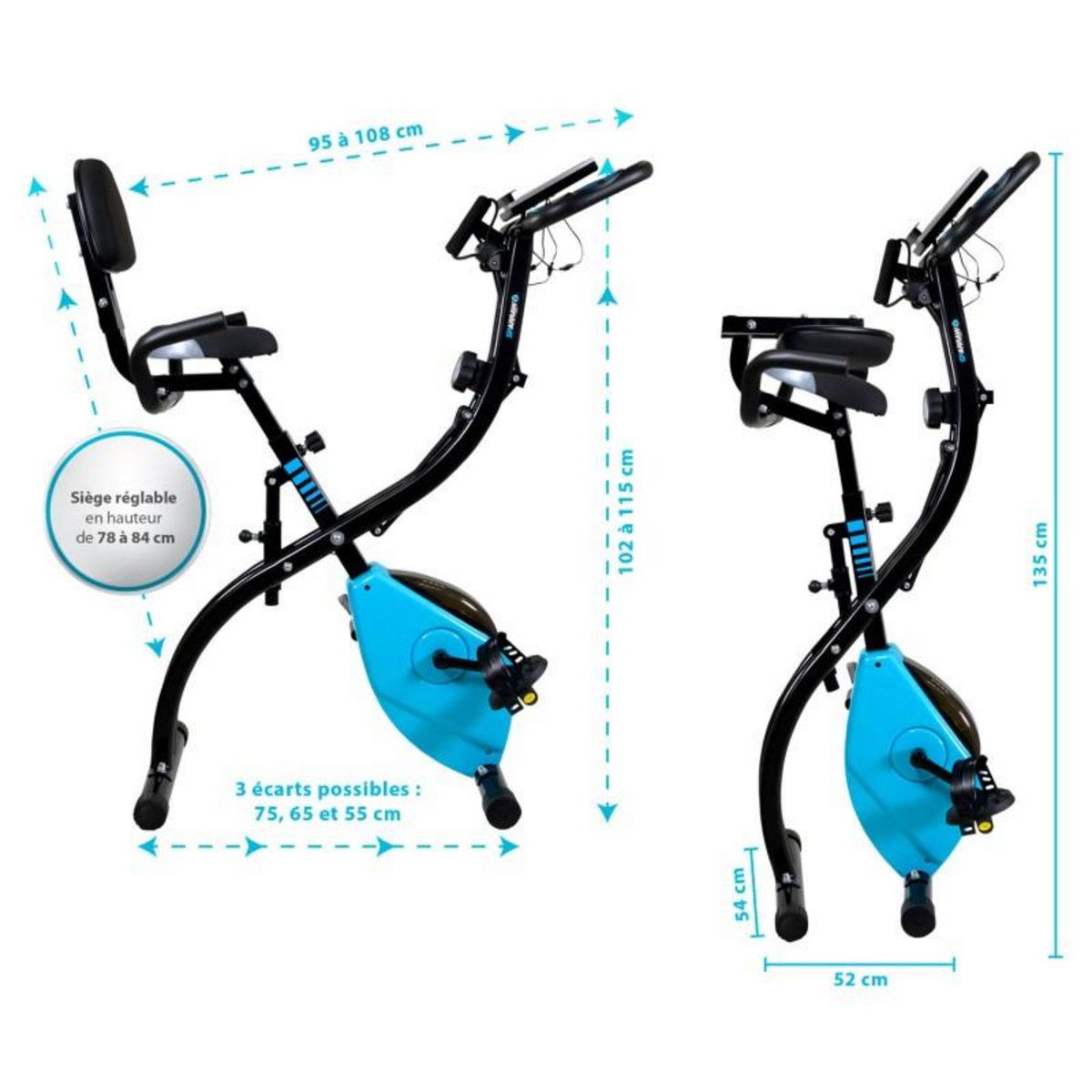 SPARRAW Vélo d'appartement compact et pliable SUPER X BIKE - Réglable, Roue inertie 1.6Kg, 8 niveaux de résistance, Ecran d'entraînement