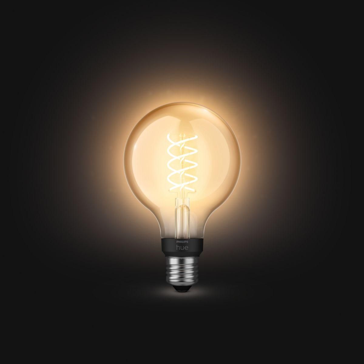 Philips Ampoule LED connectée HUE White E27 9W Filament Globe