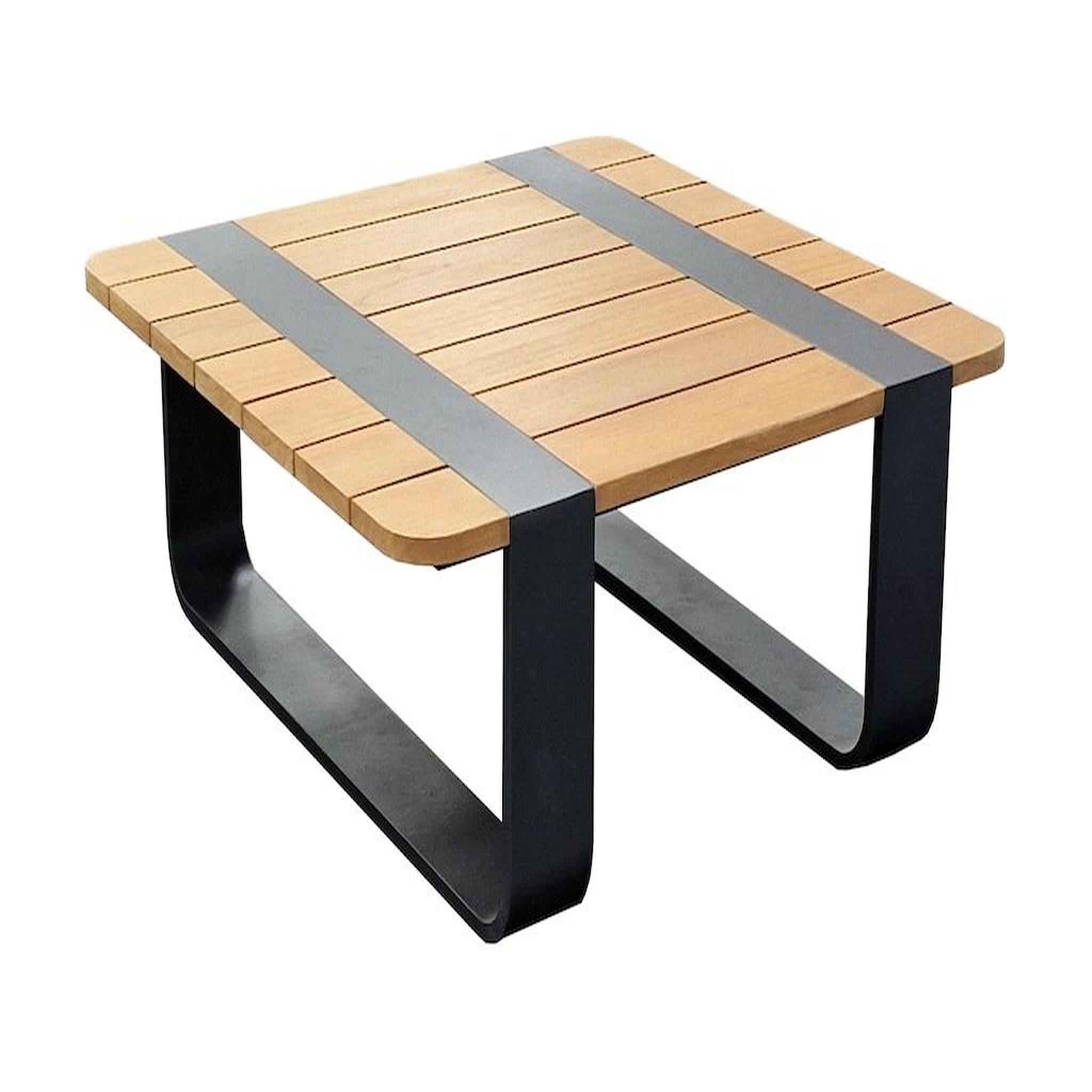 Proloisirs Table basse DOX carrée - 80 x 80 x 30 cm - Aluminium époxy et teck FSC - Graphite
