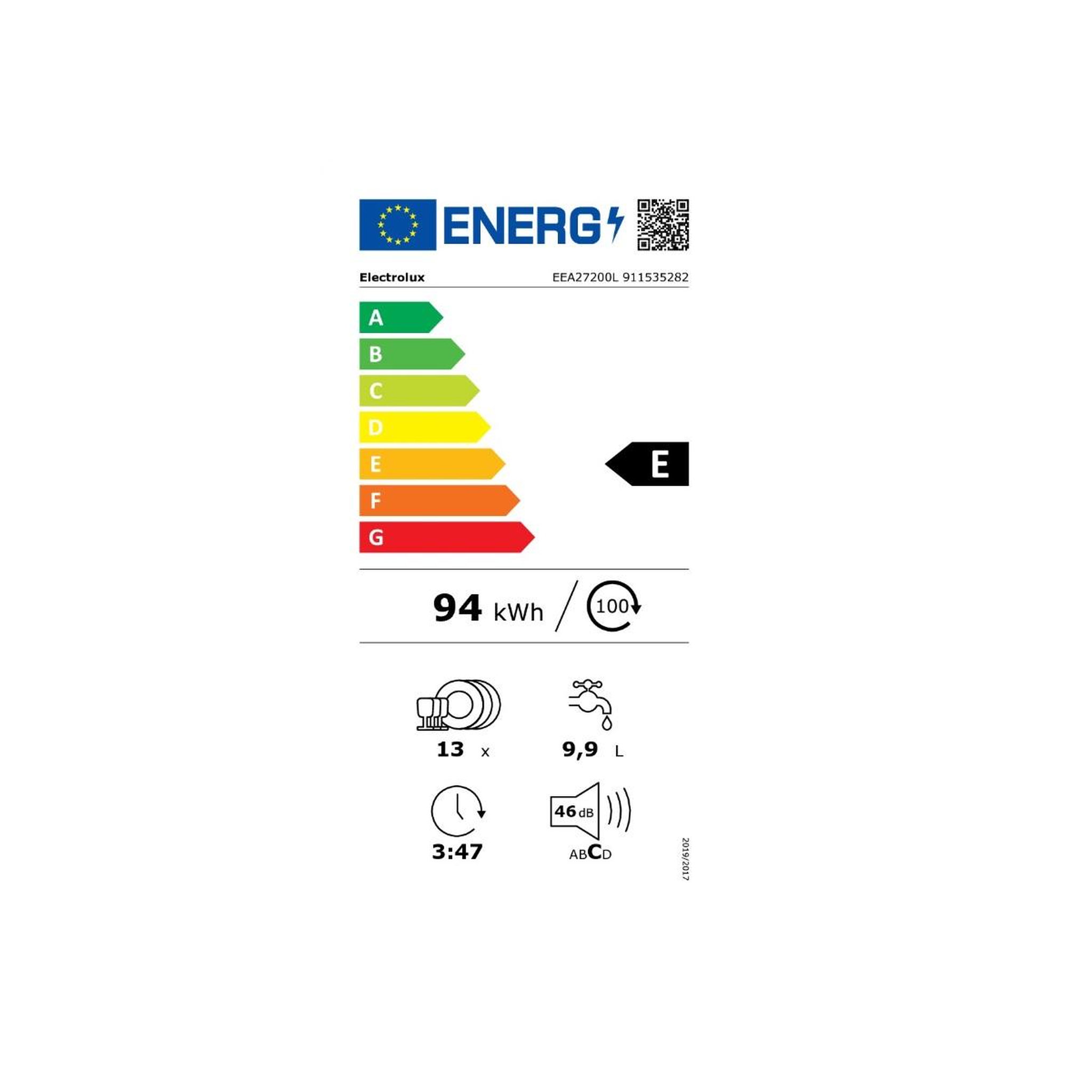 Voir la diapositive 2 : ELECTROLUX Lave-vaisselle tout intégrable 60cm  13 couverts - eea27200l