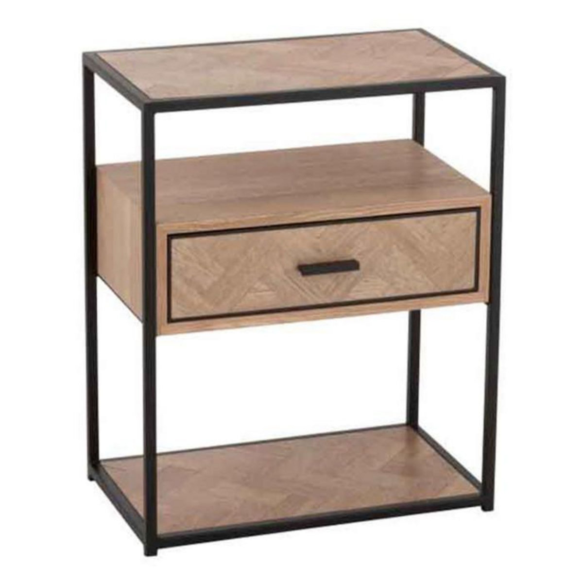 Paris Prix Table d'Appoint 1 Tiroir  Miraza  61cm Naturel & Noir