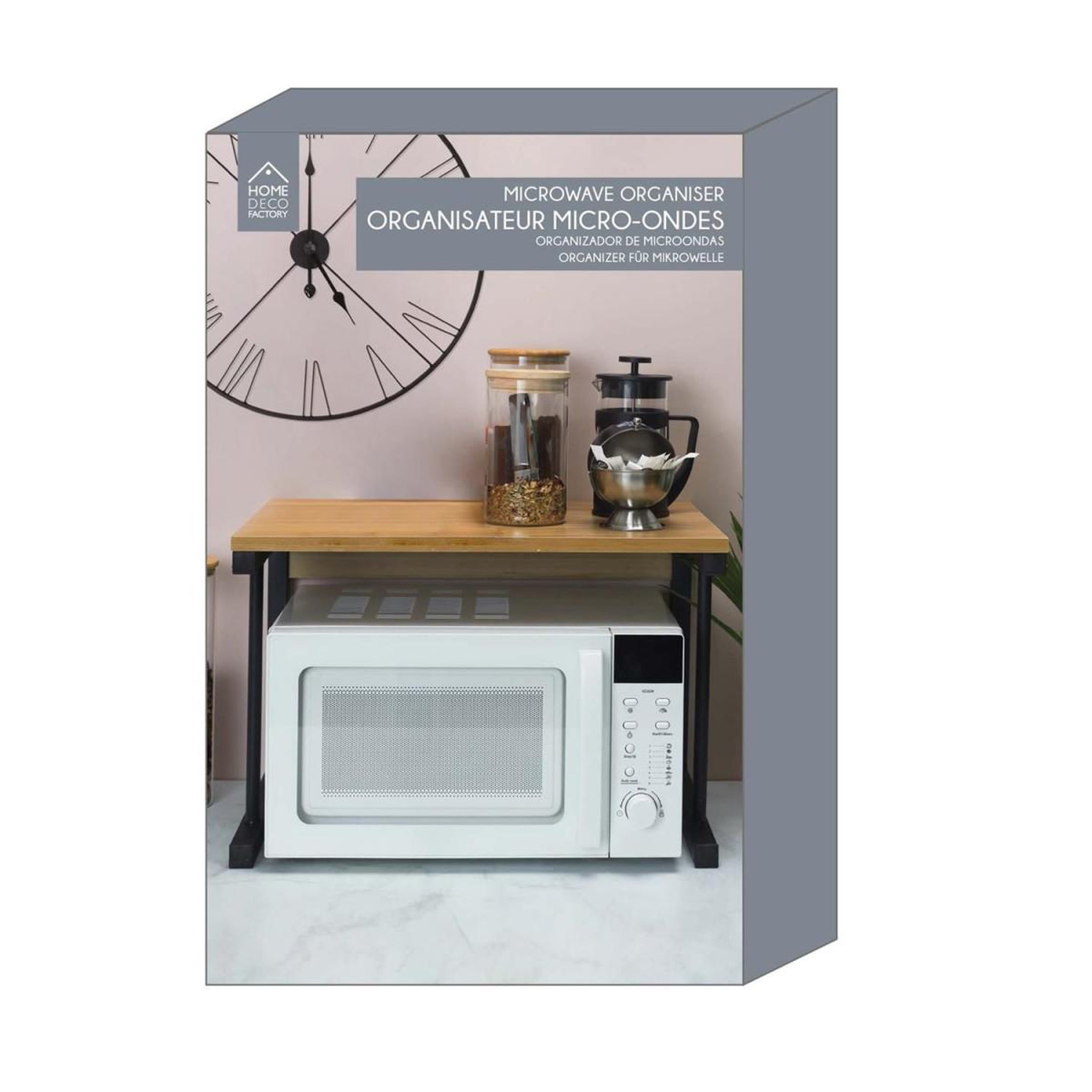 Voir la diapositive 5 : The Home Deco Factory Organisateur  Micro-Ondes  54cm Noir & Naturel