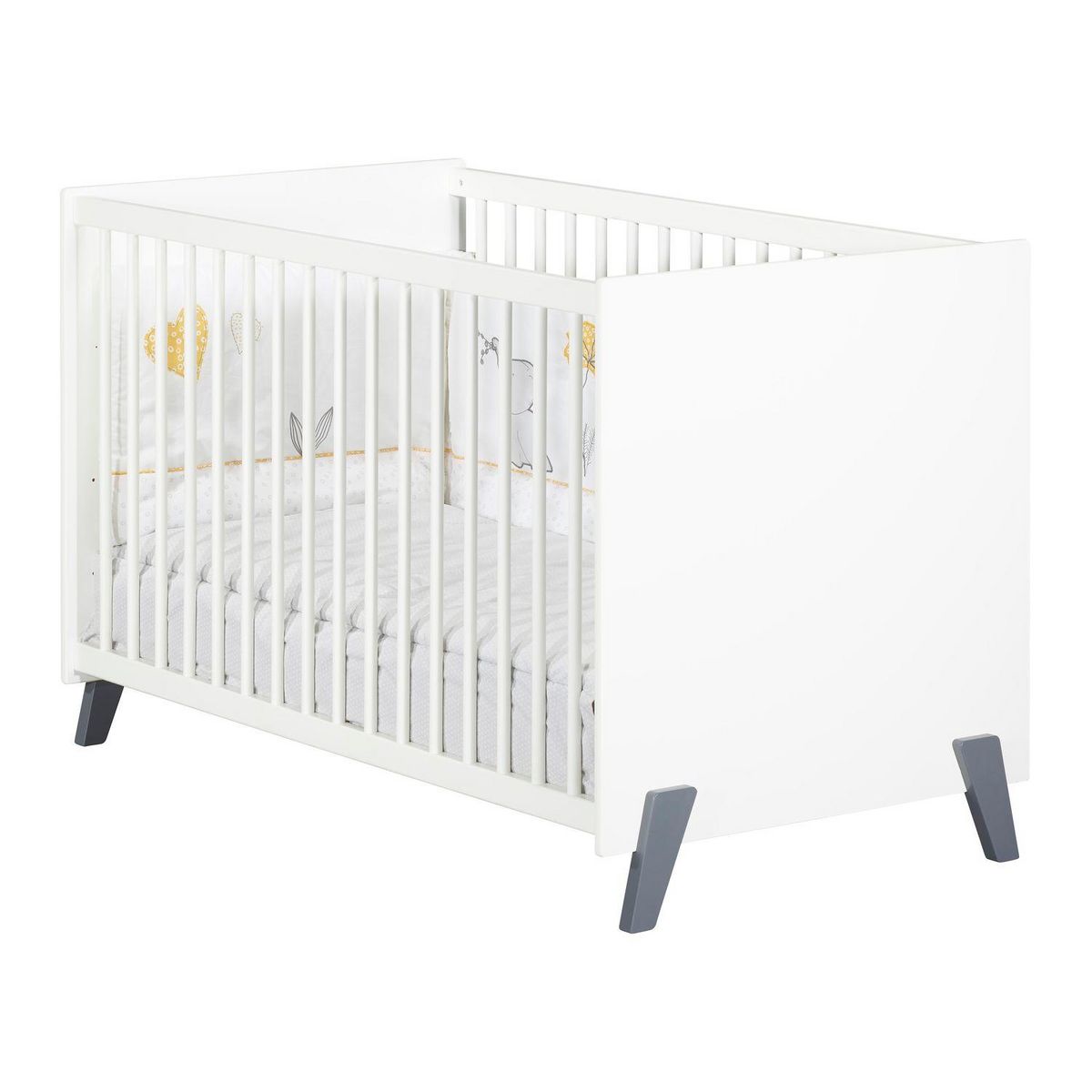 BABY PRICE  Lit bébé sommier réglable  60x120cm JOY coloris gris  
