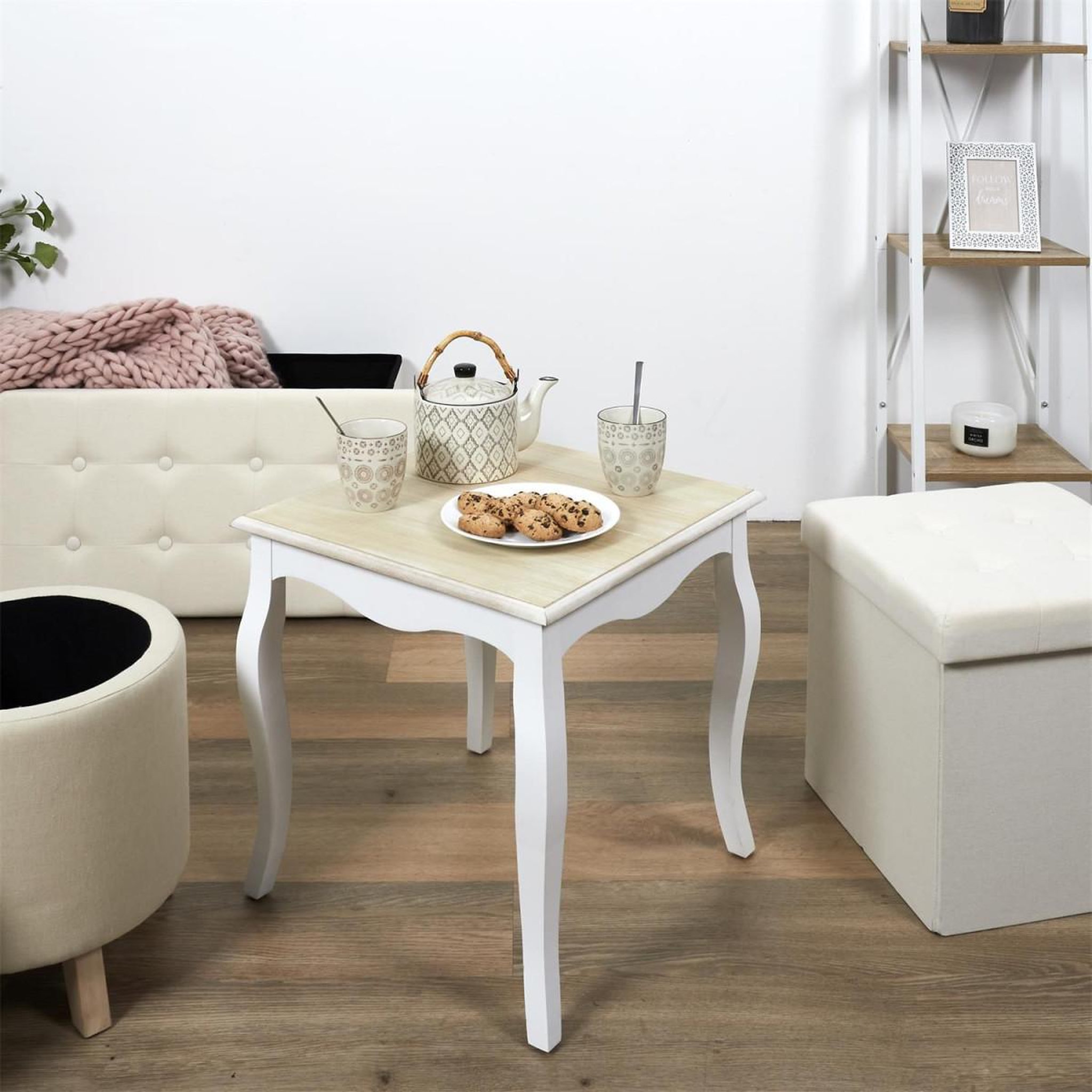 Voir la diapositive 4 : The Home Deco Factory Table d'appoint en bois  victoria  45cm blanc