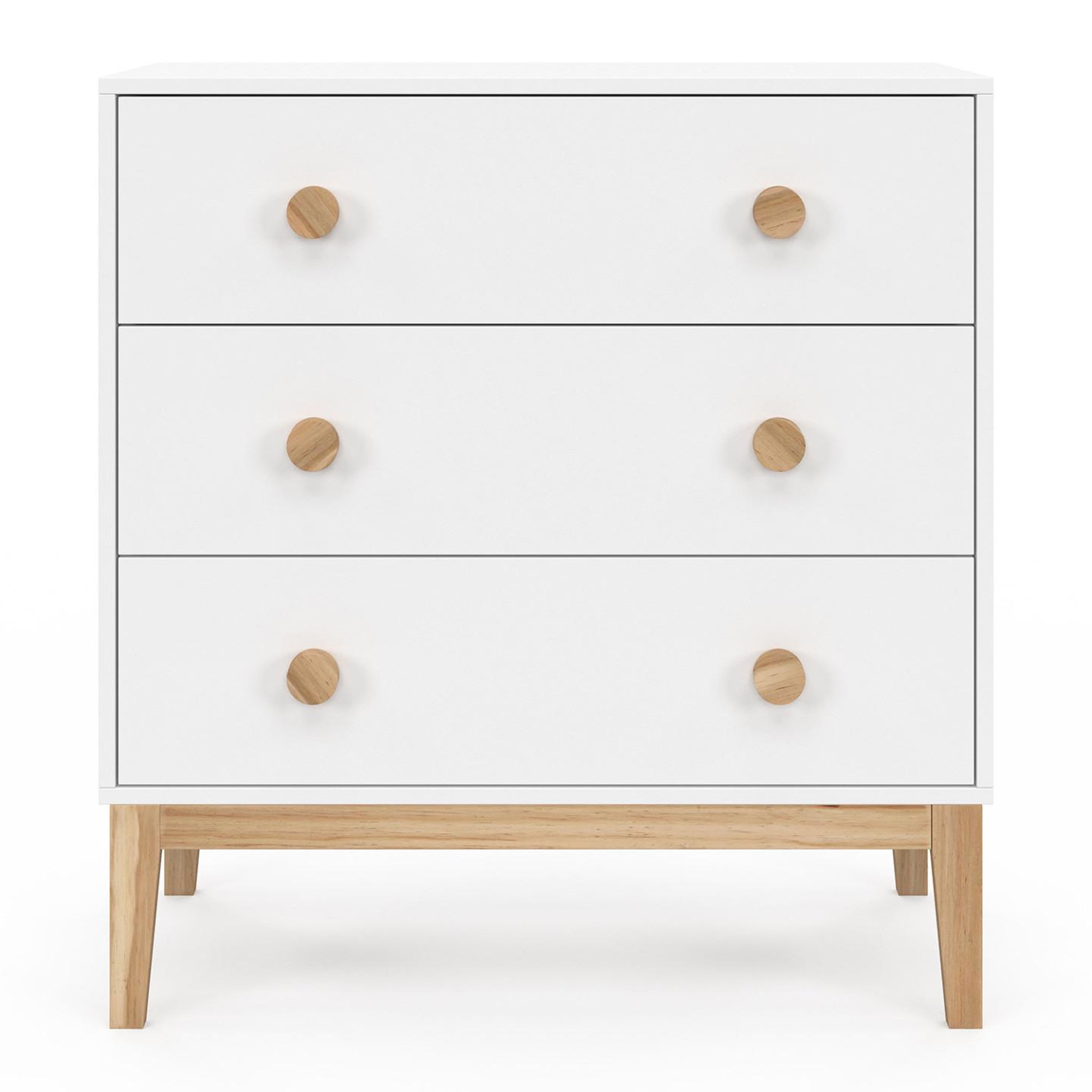 Voir la diapositive 3 : ID MARKET Commode 3 tiroirs jacob 80 cm enfant blanc et bois