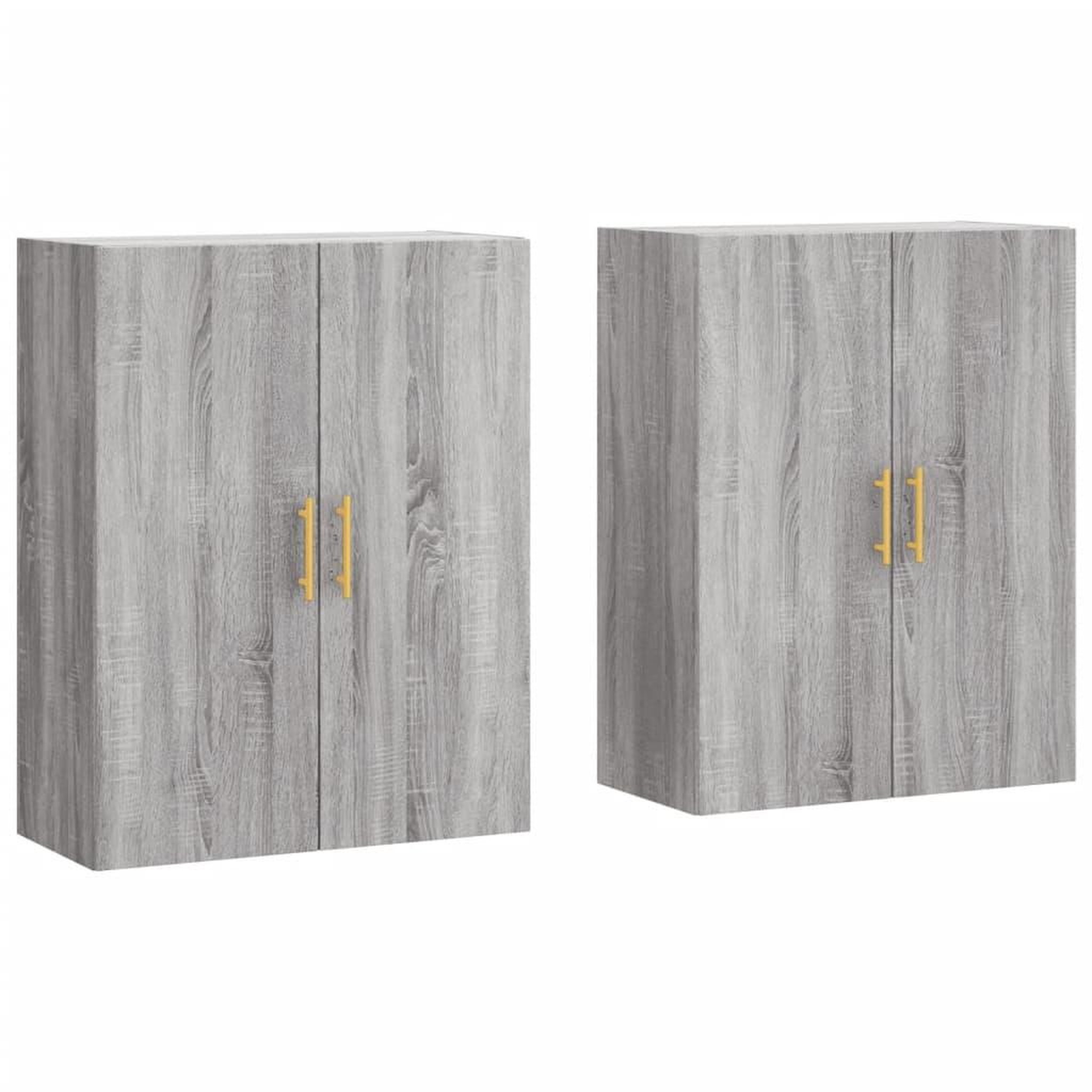 Voir la diapositive 2 : VIDAXL Armoires murales 2 pcs sonoma gris 69,5x34x90 cm