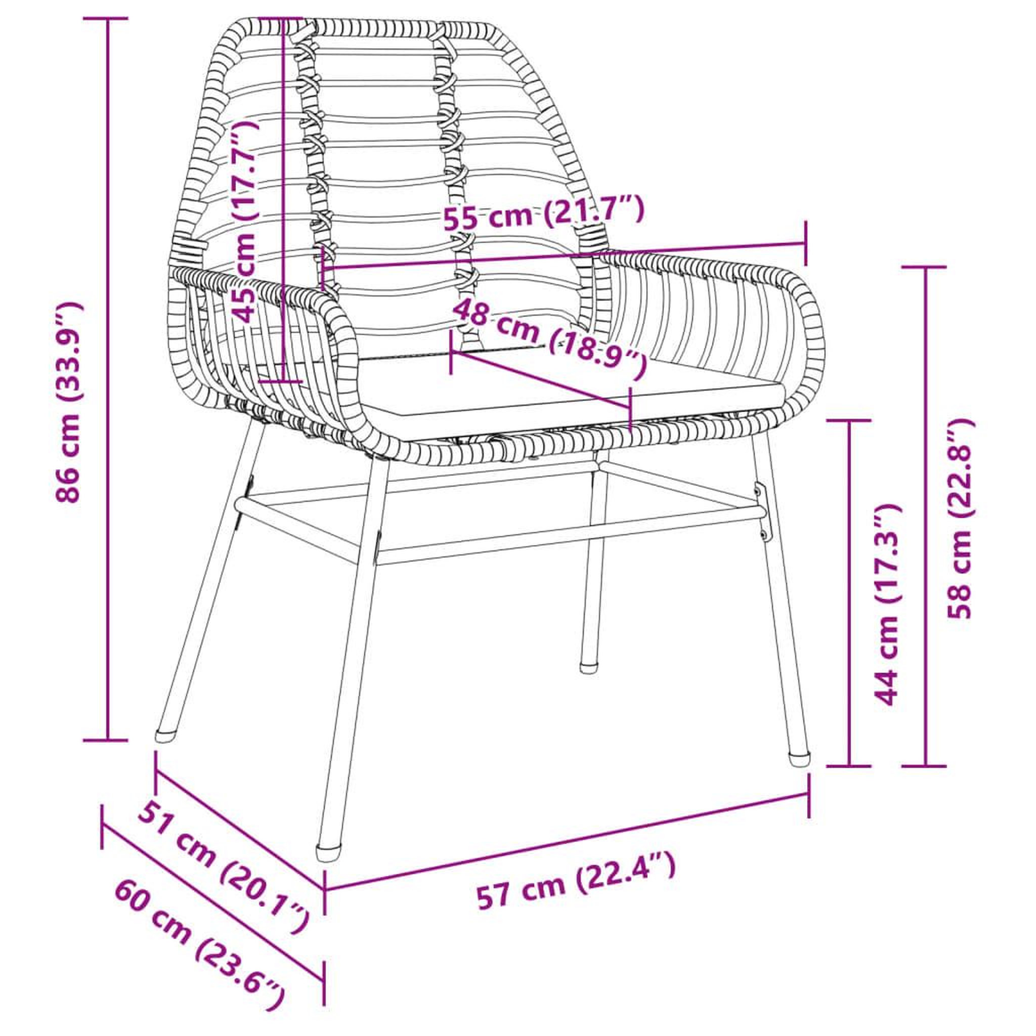 Voir la diapositive 6 : VIDAXL Chaises de jardin lot de 2 et coussins marron rotin