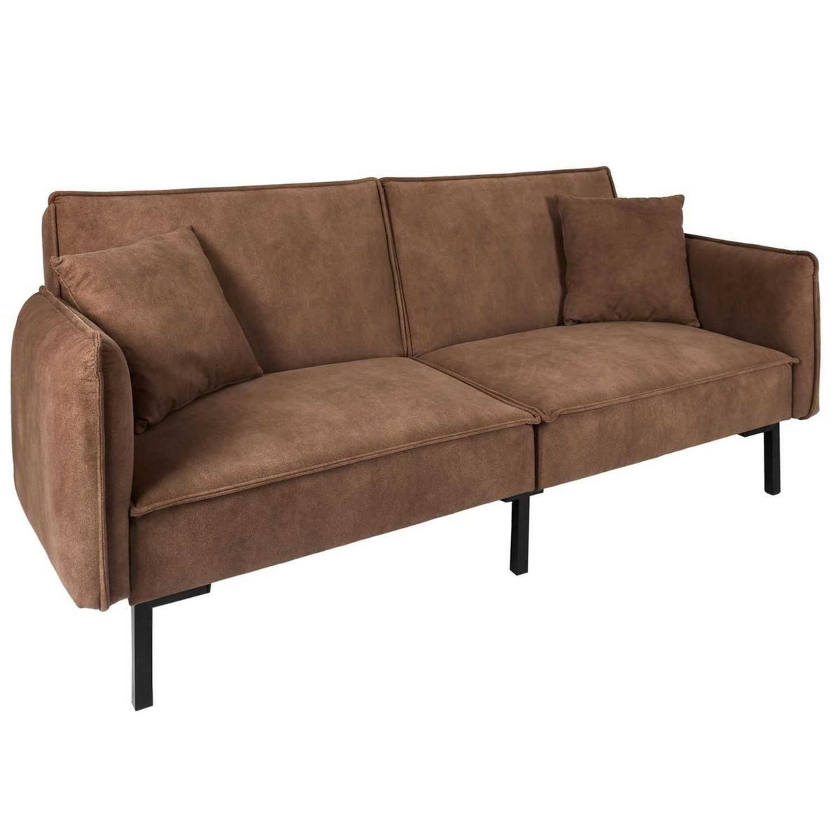 The Home Deco Factory Canapé convertible effet cuir Grimstad - 3 Places - Marron