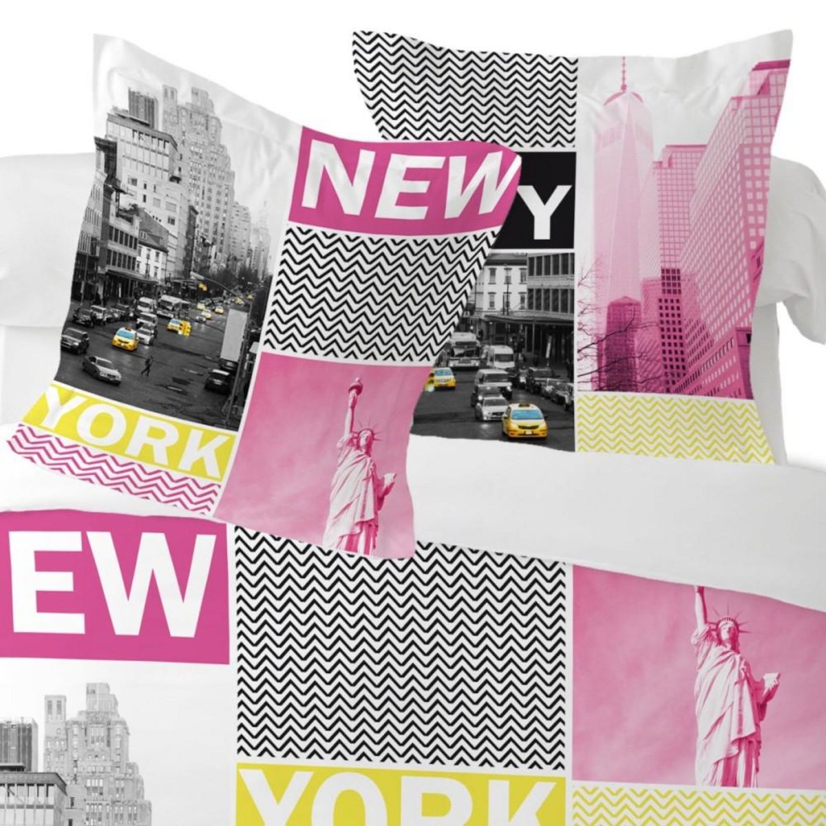 Dourev Housse de couette 240x220 NY GLAMOUROUS + 2 taies 100% coton