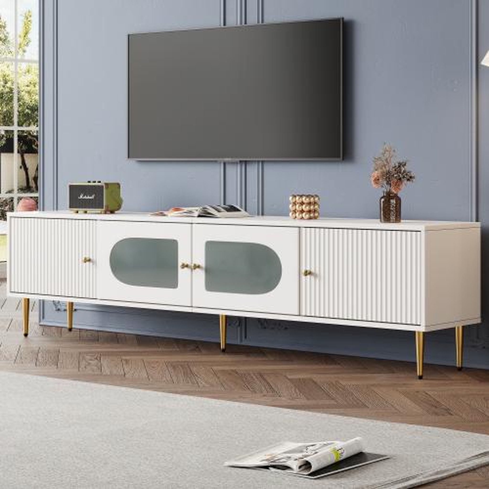 Voir la diapositive 4 : MERAX Meuble tv blanc 170 cm panneau de particules