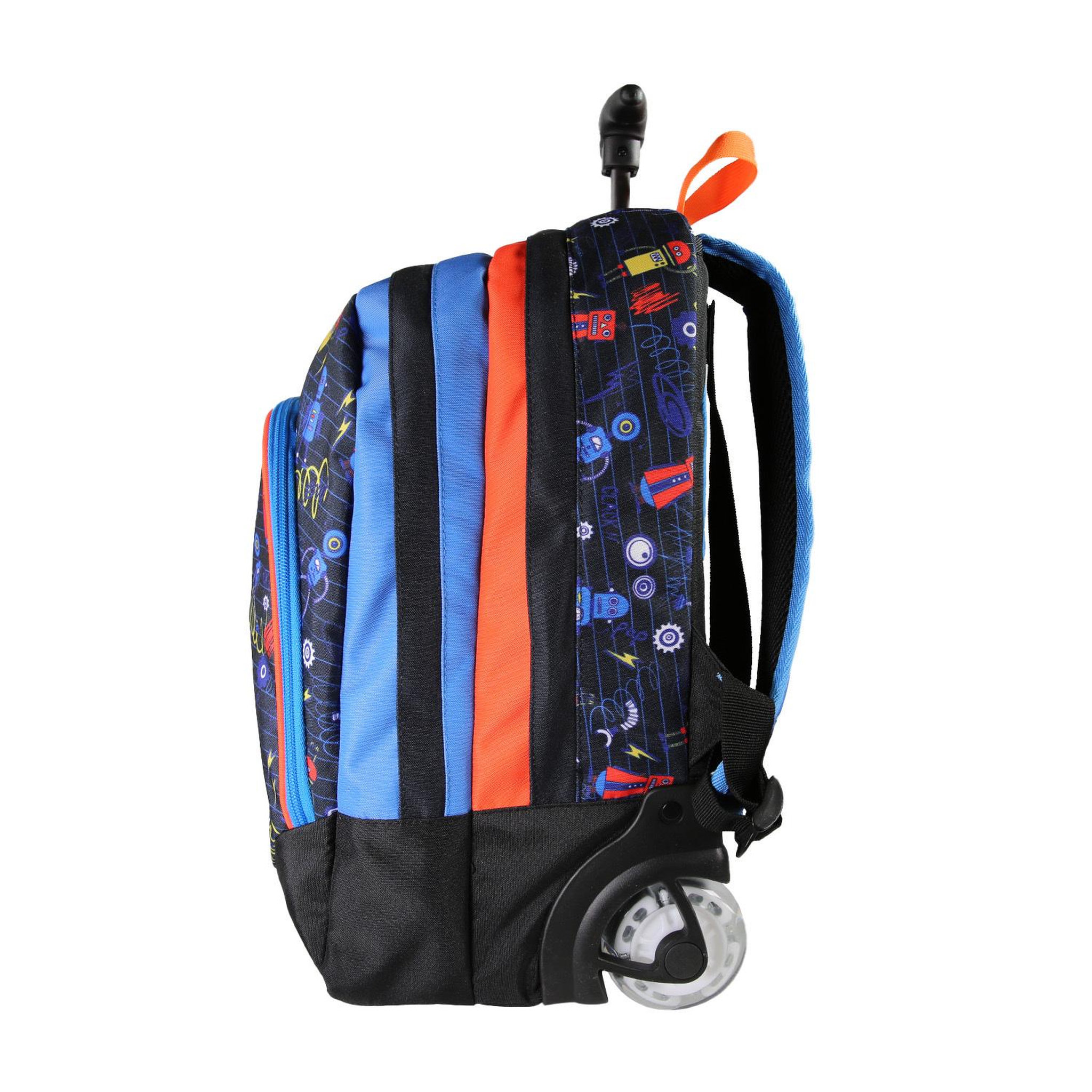 Voir la diapositive 3 : BODYPACK Bodypack - Sac à Dos à Roulettes Recyclé Robot - 2 Compartiments - Poches Multiples - Dos Mousse - Roues Lumineuses - Garçon - Sac à dos Scolaire Primaire