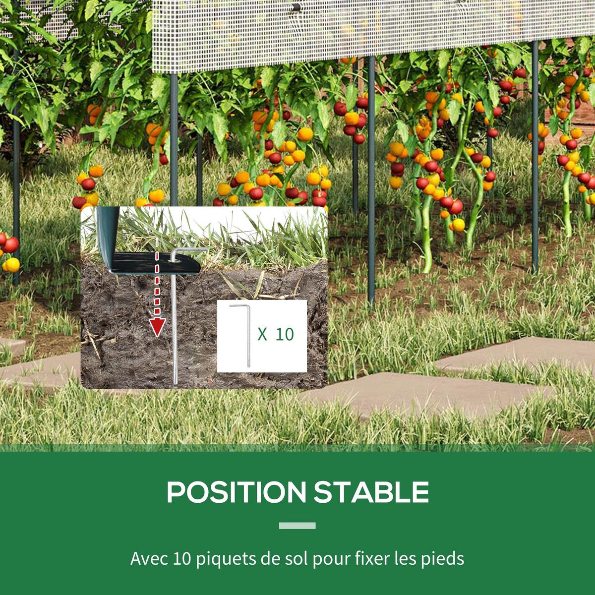 OUTSUNNY Serre de jardin serre à tomates dim. 4L x 1,2l x 1,7H m acier thermolaqué vert PE haute densité blanc