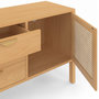 Voir la diapositive 6 : ID MARKET Buffet bas 140 cm EDHEN 2 portes et 3 tiroirs bois et cannage