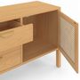 Voir la diapositive 6 : ID MARKET Buffet bas 140 cm EDHEN 2 portes et 3 tiroirs bois et cannage