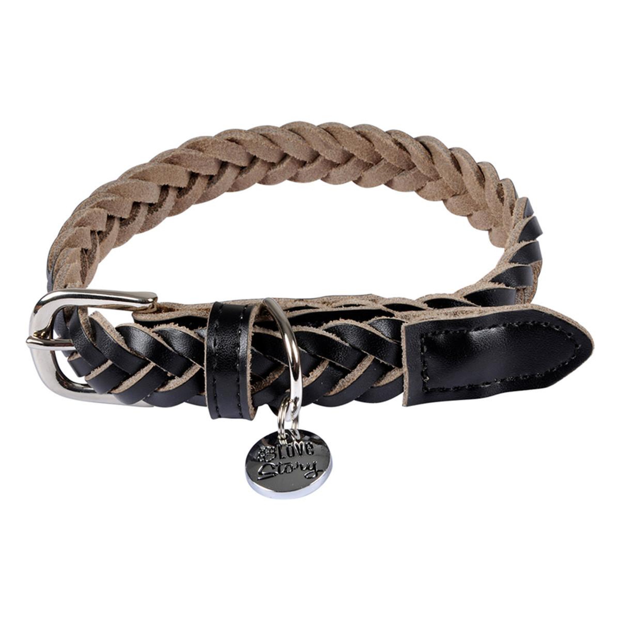 Voir la diapositive 1 : LOVE STORY Collier pour chien réglable  tressé  30-45cm noir