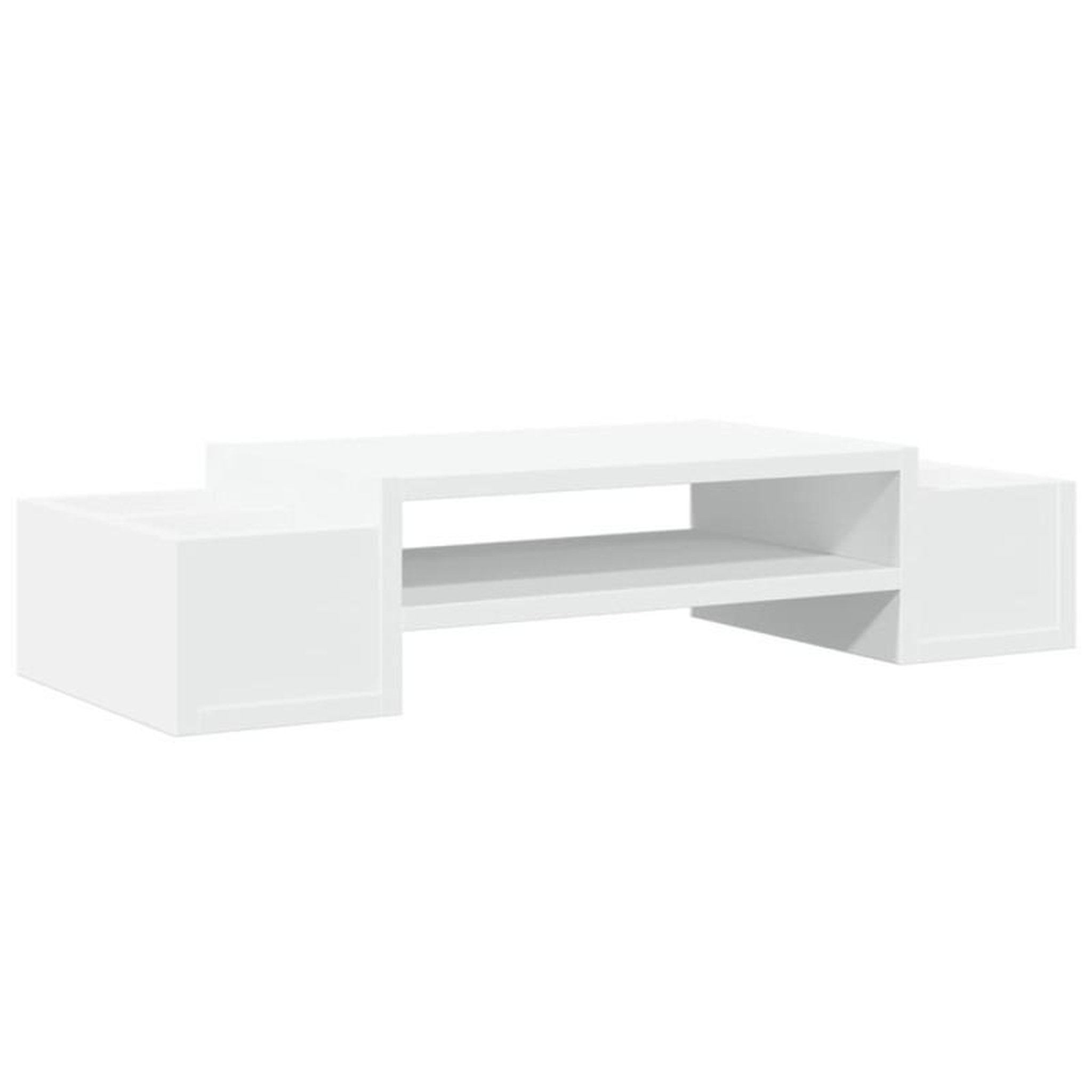 Voir la diapositive 2 : VIDAXL Support de moniteur avec rangement blanc bois d ingénierie