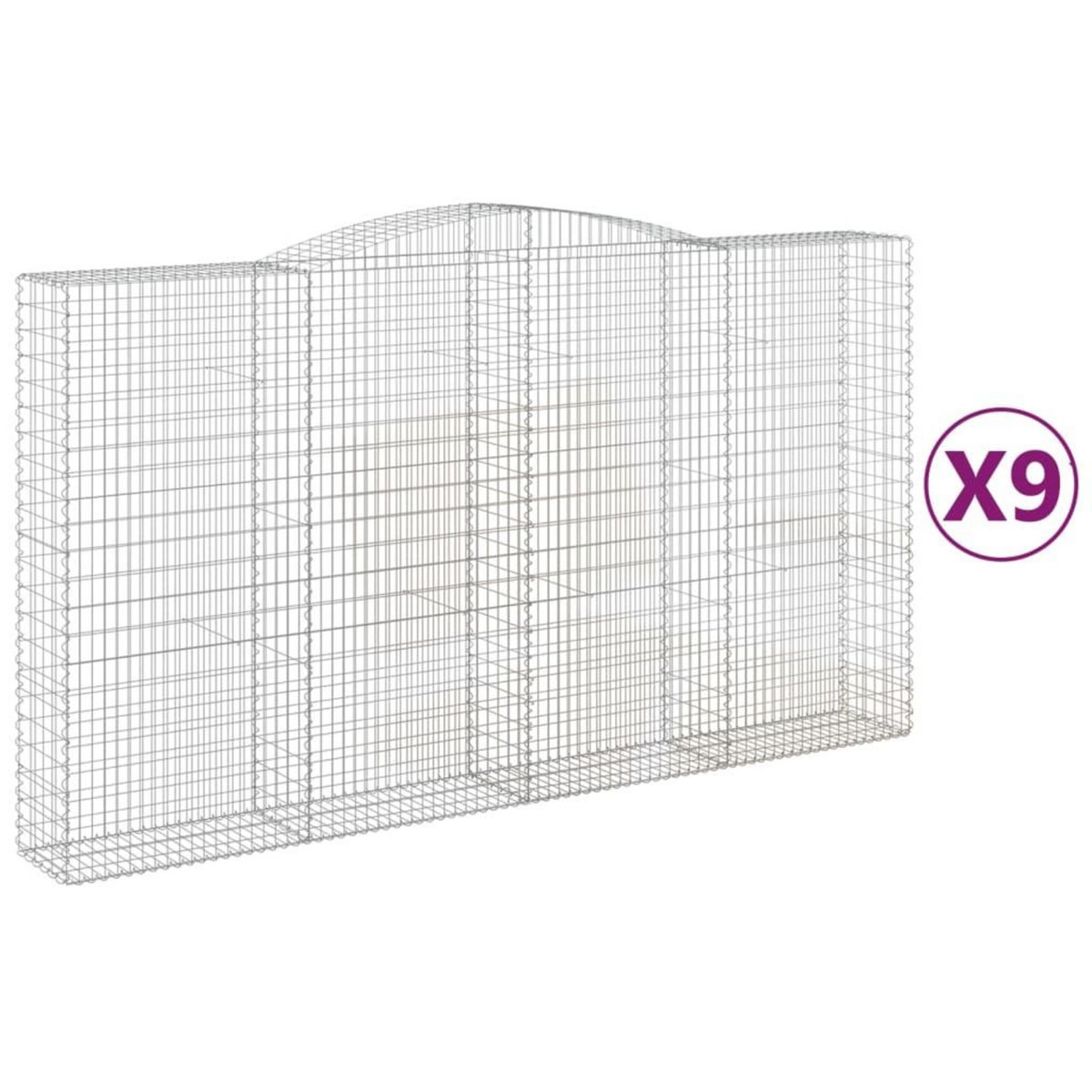 VIDAXL Paniers a gabions arques 9 pcs 400x50x220/240 cm Fer galvanise