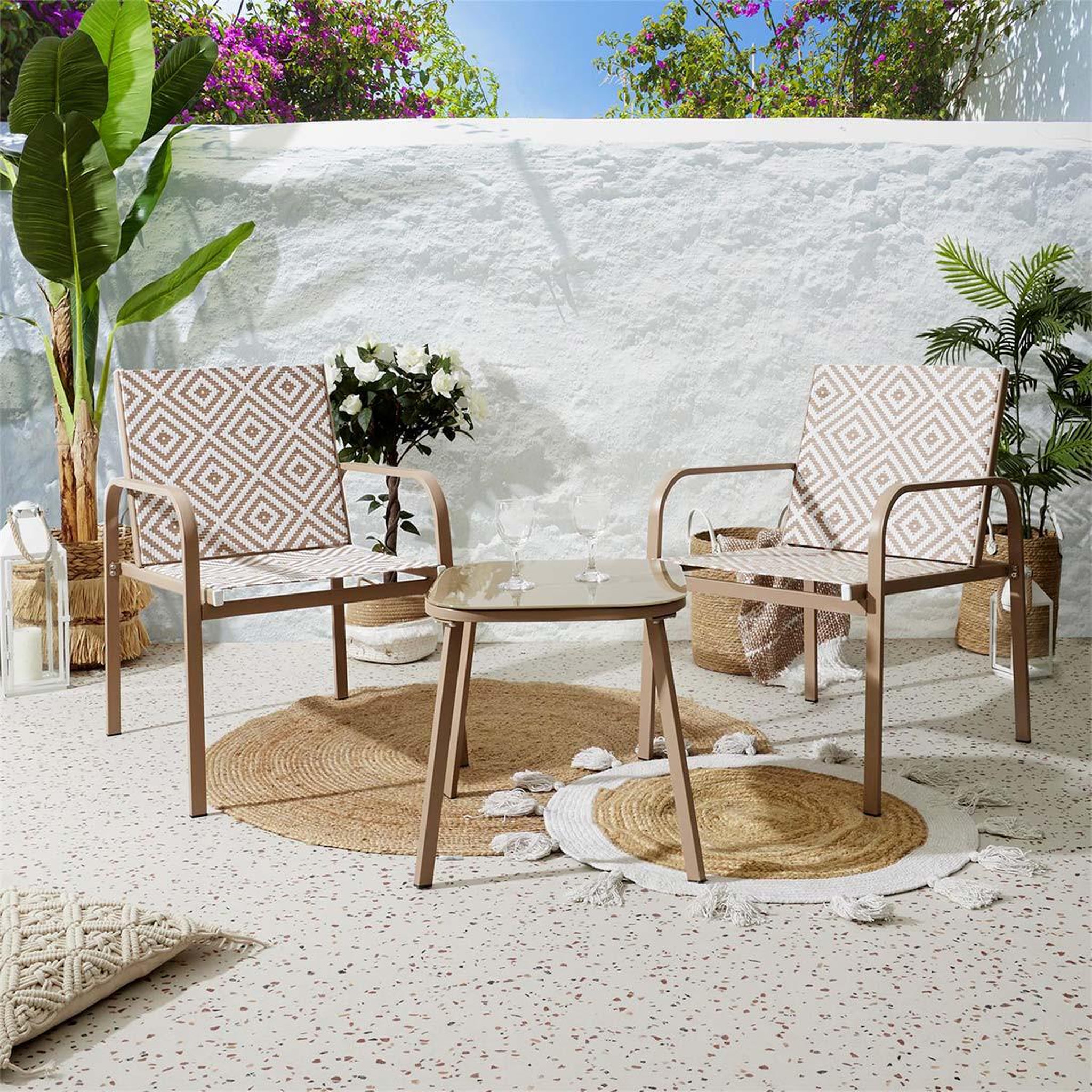 Voir la diapositive 4 : The Home Deco Factory Salon de jardin 2 places  mexico  83cm beige