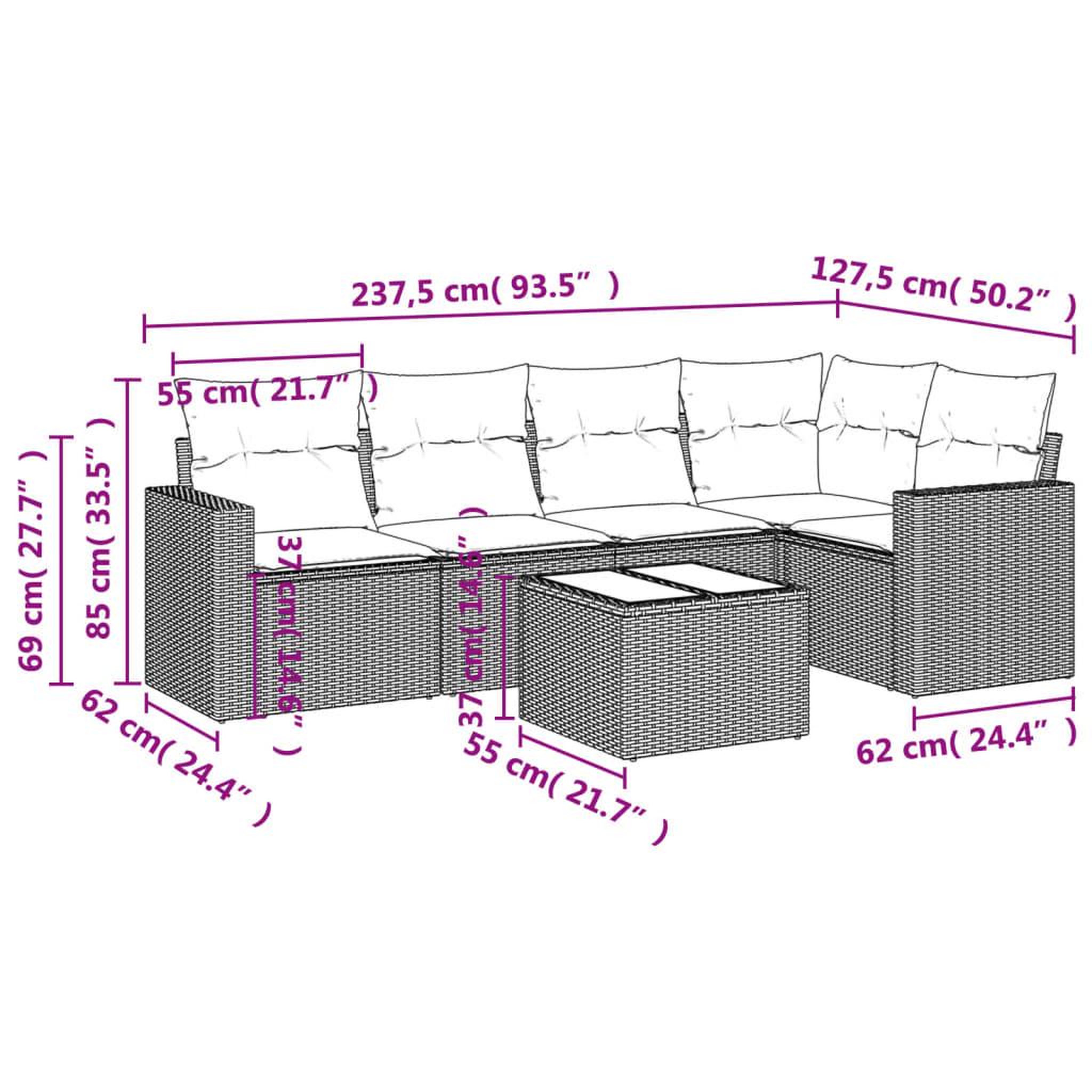 Voir la diapositive 4 : VIDAXL Salon de jardin avec coussins 6 pcs beige resine tressee