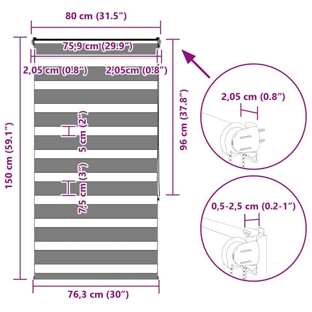 VIDAXL Store zebre beige marbre largeur du tissu 75,9 cm polyester