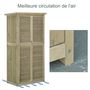 Voir la diapositive 6 : OUTSUNNY Armoire de jardin abri jardin remise pour outils sur pied dim. 79L x 42l x 160H cm 2 étagères portes persiennes toit bitumé étanche bois pin autoclave gris