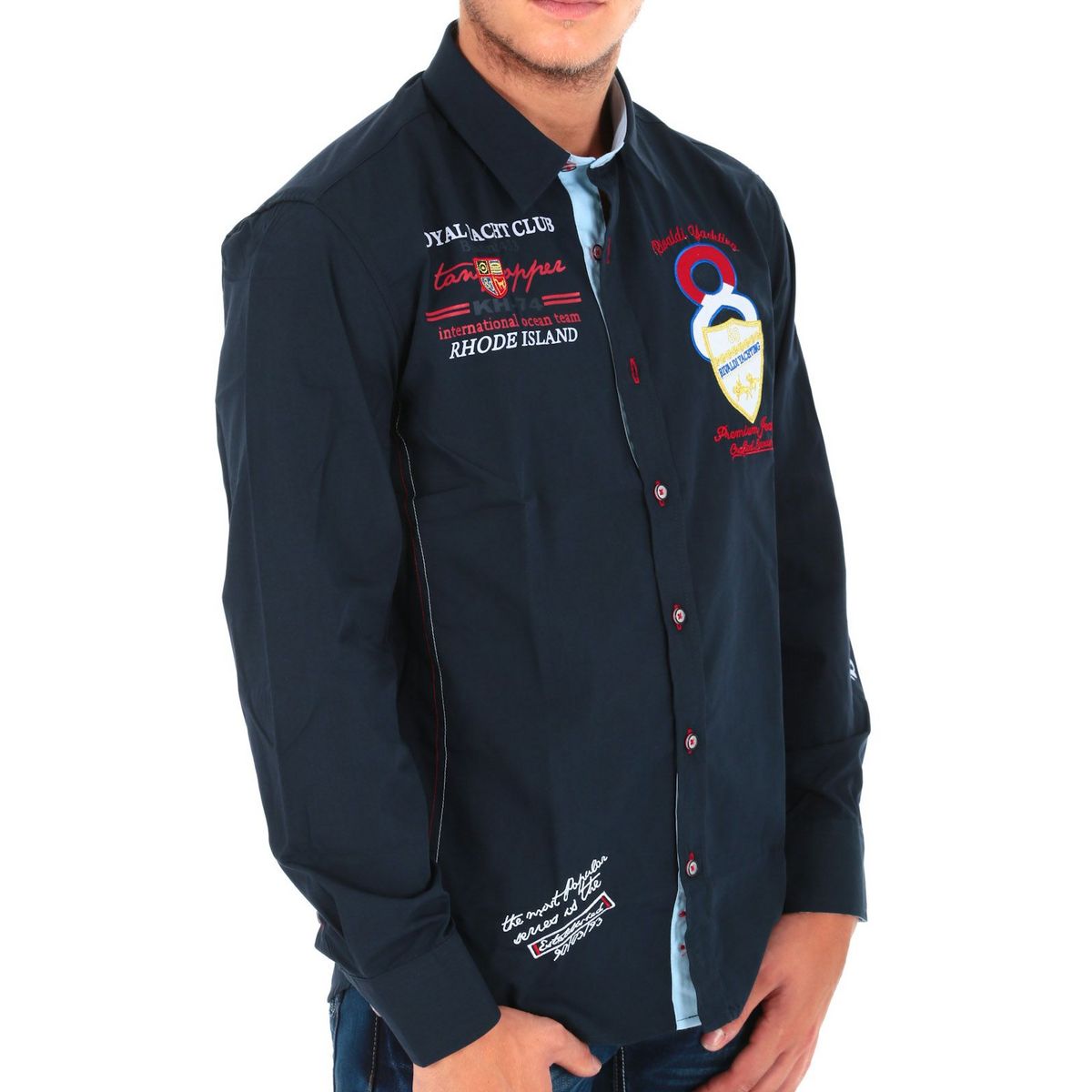 Chemise slim RIVALDI bleu marine