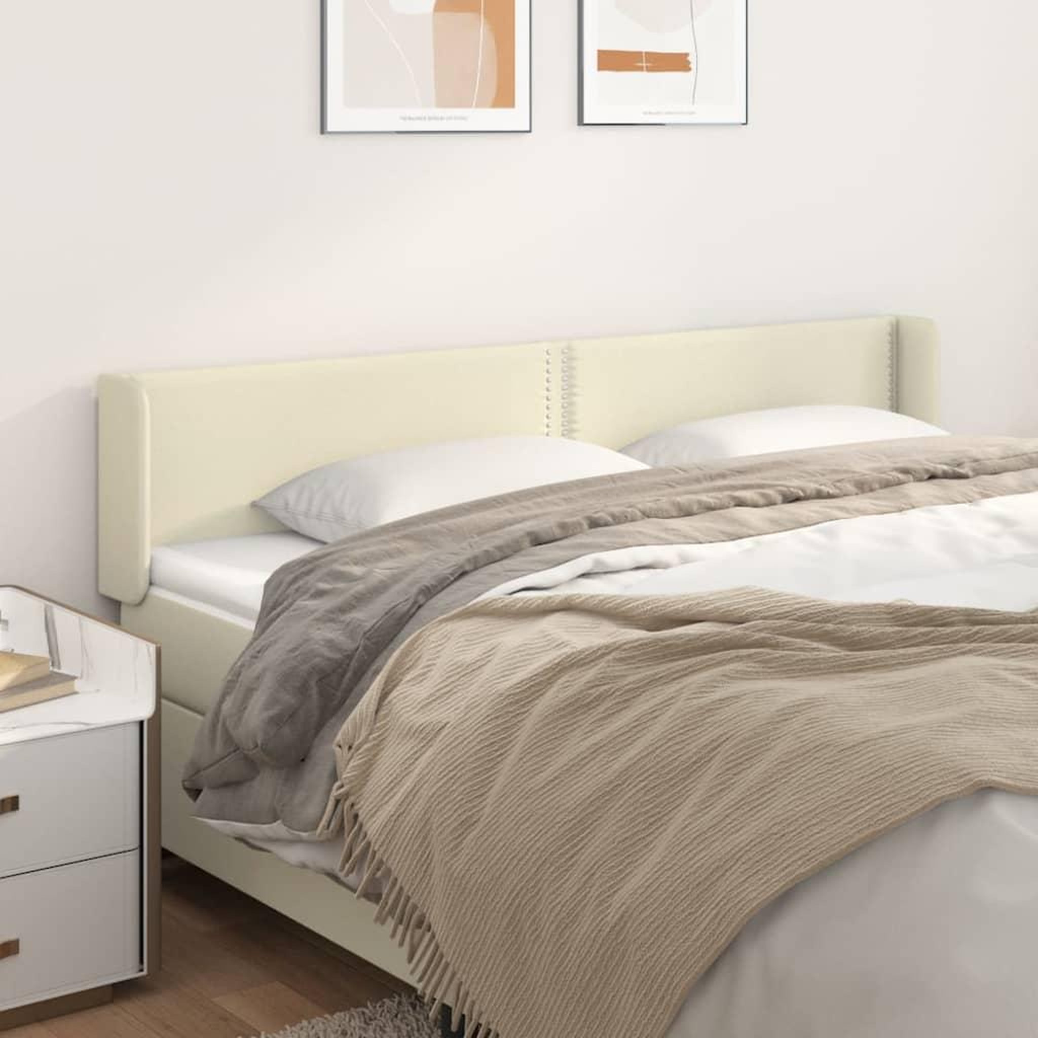 Voir la diapositive 1 : VIDAXL Tete de lit avec oreilles Creme 163x16x78/88 cm Similicuir